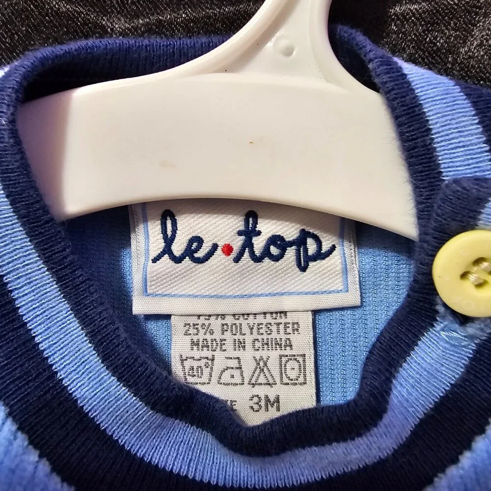 Y2K Le·top Blue Duck Velour Romper One Piece‎ Pajamas 3 Months